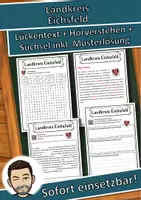 Vorschau - Unterrichtsreihen - Landkreis Eichsfeld Lückentext mit Wortspeicher Hörverstehen und Suchsel - Deckblatt