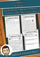 Vorschau - Unterrichtsreihen - Landkreis Erding Lückentext mit Wortspeicher Hörverstehen und Suchsel - Deckblatt