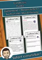 Vorschau - Unterrichtsreihen - Landkreis Fulda Lückentext mit Wortspeicher Hörverstehen und Suchsel - Deckblatt