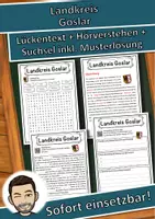 Vorschau - Unterrichtsreihen - Landkreis Goslar Lückentext mit Wortspeicher Hörverstehen und Suchsel - Deckblatt