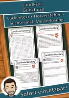 Vorschau - Unterrichtsreihen - Landkreis Günzburg Lückentext mit Wortspeicher Hörverstehen und Suchsel - Deckblatt