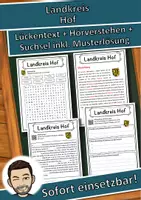 Vorschau - Unterrichtsreihen - Landkreis Hof Lückentext mit Wortspeicher Hörverstehen und Suchsel - Deckblatt