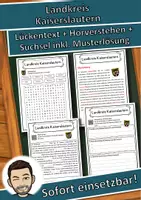 Vorschau - Unterrichtsreihen - Landkreis Kaiserslautern Lückentext mit Wortspeicher Hörverstehen und Suchsel - Deckblatt