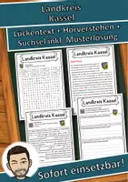 Vorschau - Unterrichtsreihen - Landkreis Kassel Lückentext mit Wortspeicher Hörverstehen und Suchsel - Deckblatt