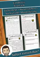 Vorschau - Unterrichtsreihen - Landkreis Kronach Lückentext mit Wortspeicher Hörverstehen und Suchsel - Deckblatt