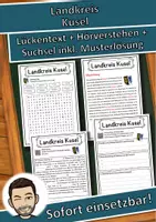 Vorschau - Unterrichtsreihen - Landkreis Kusel Lückentext mit Wortspeicher Hörverstehen und Suchsel - Deckblatt