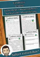 Vorschau - Unterrichtsreihen - Landkreis Leipzig Lückentext mit Wortspeicher Hörverstehen und Suchsel - Deckblatt