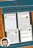Vorschau - Unterrichtsreihen - Landkreis Mainz-Bingen Lückentext mit Wortspeicher Hörverstehen und Suchsel - Deckblatt
