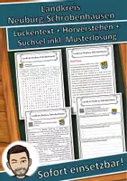 Vorschau - Unterrichtsreihen - Landkreis Neuburg-Schrobenhausen Lückentext mit Wortspeicher Hörverstehen und Suchsel - Deckblatt