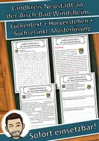 Vorschau - Unterrichtsreihen - Landkreis Neustadt an der Aisch-Bad Windsheim Lückentext mit Wortspeicher Hörverstehen und Suchsel - Deckblatt