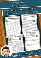 Vorschau - Unterrichtsreihen - Landkreis Ravensburg Lückentext mit Wortspeicher Hörverstehen und Suchsel - Deckblatt