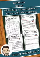 Vorschau - Unterrichtsreihen - Landkreis Regen Lückentext mit Wortspeicher Hörverstehen und Suchsel - Deckblatt