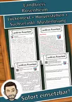 Vorschau - Unterrichtsreihen - Landkreis Rosenheim Lückentext mit Wortspeicher Hörverstehen und Suchsel - Deckblatt