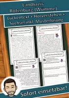 Vorschau - Unterrichtsreihen - Landkreis Rotenburg (Wümme) Lückentext mit Wortspeicher Hörverstehen und Suchsel - Deckblatt