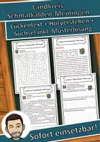 Vorschau - Unterrichtsreihen - Landkreis Schmalkalden-Meiningen Lückentext mit Wortspeicher Hörverstehen und Suchsel - Deckblatt