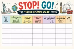 Vorschau - Arbeitsblätter - Stop! Go! (Stadt, Land, Fluss auf Englisch) – Vokabelspiel & End of Year - Seite 1