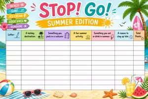 Vorschau - Arbeitsblätter - Stop! Go! (Stadt, Land, Fluss auf Englisch) – Vokabelspiel & End of Year - Deckblatt