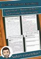 Vorschau - Unterrichtsreihen - Kreis Herzogtum Lauenburg Lückentext mit Wortspeicher Hörverstehen und Suchsel - Deckblatt