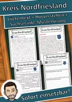 Vorschau - Unterrichtsreihen - Kreis Nordfriesland Lückentext mit Wortspeicher Hörverstehen und Suchsel - Deckblatt