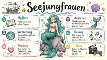 Vorschau - Arbeitsblätter - AB mit Fragen zum Thema "Seejungfrauen" + Lösungsblatt + Infografik - Seite 1