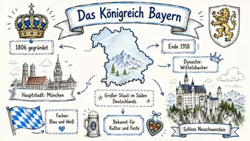 Vorschau - Arbeitsblätter - Arbeitsblatt "Das Königreich Bayern" + interaktive Lösung & MP3 + Infografik - Seite 1