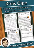 Vorschau - Unterrichtsreihen - Kreis Olpe Lückentext mit Wortspeicher Hörverstehen und Suchsel - Deckblatt