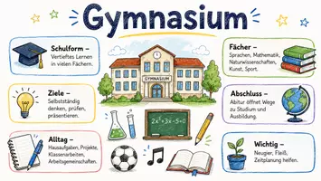 Vorschau - Arbeitsblätter - Arbeitsblätter zum Thema "Gymnasium" (Lückentext, Hörverstehen) + Lösung & MP3 + Infografik - Seite 1