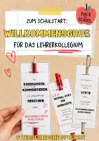 Vorschau - Mal- und Bastelvorlagen - Willkommensgruß zum Schulstart | Lehrergeschenk für das Kollegium | Geschenkidee für Stift - Deckblatt