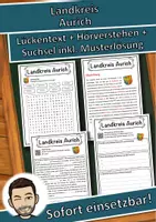 Vorschau - Unterrichtsreihen - Landkreis Aurich Lückentext mit Wortspeicher Hörverstehen und Suchsel - Deckblatt