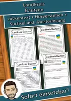 Vorschau - Unterrichtsreihen - Landkreis Bautzen Lückentext mit Wortspeicher Hörverstehen und Suchsel - Deckblatt
