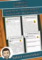 Vorschau - Unterrichtsreihen - Landkreis Cuxhaven Lückentext mit Wortspeicher Hörverstehen und Suchsel - Deckblatt