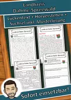 Vorschau - Unterrichtsreihen - Landkreis Dahme-Spreewald Lückentext mit Wortspeicher Hörverstehen und Suchsel - Deckblatt