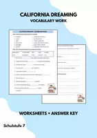 Vorschau - Arbeitsblätter - California Dreaming Vocabulary Work (More 3 Unit 11) - Deckblatt