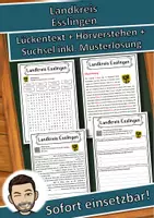 Vorschau - Unterrichtsreihen - Landkreis Esslingen Lückentext mit Wortspeicher Hörverstehen und Suchsel - Deckblatt