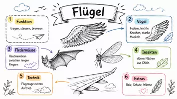 Vorschau - Arbeitsblätter - AB mit Fragen zum Thema "Flügel" + Lösungsblatt + Infografik - Seite 1