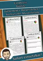 Vorschau - Unterrichtsreihen - Landkreis Görlitz Lückentext mit Wortspeicher Hörverstehen und Suchsel - Deckblatt