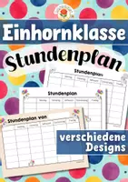 Vorschau - Arbeitsblätter - Einhornklasse - Stundenplan (Klassentier) - Deckblatt