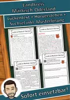 Vorschau - Unterrichtsreihen - Landkreis Märkisch-Oderland Lückentext mit Wortspeicher Hörverstehen und Suchsel - Deckblatt