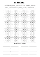 Vorschau - Spiele - Sopa de letras / Suchsel: Sommer (Spanisch) - Seite 1