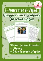 Vorschau - Stundenentwürfe - E-Zigaretten & Vapes | Ethik - Klasse 7-9. + Stundenverlaufsplan - Deckblatt