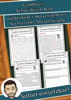 Vorschau - Unterrichtsreihen - Landkreis Schwäbisch Hall Lückentext mit Wortspeicher Hörverstehen und Suchsel - Deckblatt