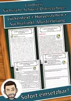 Vorschau - Unterrichtsreihen - Landkreis Sächsische Schweiz-Osterzgebirge Lückentext mit Wortspeicher Hörverstehen und Suchsel - Deckblatt