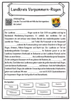 Vorschau - Unterrichtsreihen - Landkreis Vorpommern-Rügen Lückentext mit Wortspeicher Hörverstehen und Suchsel - Seite 1