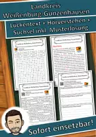 Vorschau - Unterrichtsreihen - Landkreis Weißenburg-Gunzenhausen Lückentext mit Wortspeicher Hörverstehen und Suchsel - Deckblatt