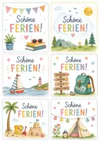 Vorschau - Bildkarten - Schöne Ferien Kärtchen I Sommerferienkärtchen I Ferienwünsche zum Schuljahresende - Seite 1