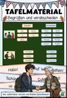 Vorschau - Präsentationen/Tafelbilder - DaZ - Tafelmaterial "Begrüßen und verabschieden" DaZ / DaF / Deutsch - Deckblatt