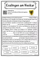 Vorschau - Unterrichtsreihen - Esslingen am Neckar Lückentext mit Wortspeicher Hörverstehen und Suchsel - Seite 1