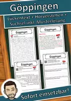 Vorschau - Unterrichtsreihen - Göppingen Lückentext mit Wortspeicher Hörverstehen und Suchsel - Deckblatt