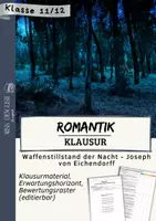 Vorschau - Klassenarbeiten - Klausur Deutsch Oberstufe – Romantik: Joseph von Eichendorff „Waffenstillstand der Nacht“ | Erwartungshorizont & Bewertungsraster - Deckblatt