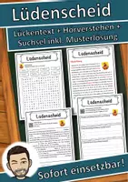 Vorschau - Unterrichtsreihen - Lüdenscheid Lückentext mit Wortspeicher Hörverstehen und Suchsel - Deckblatt